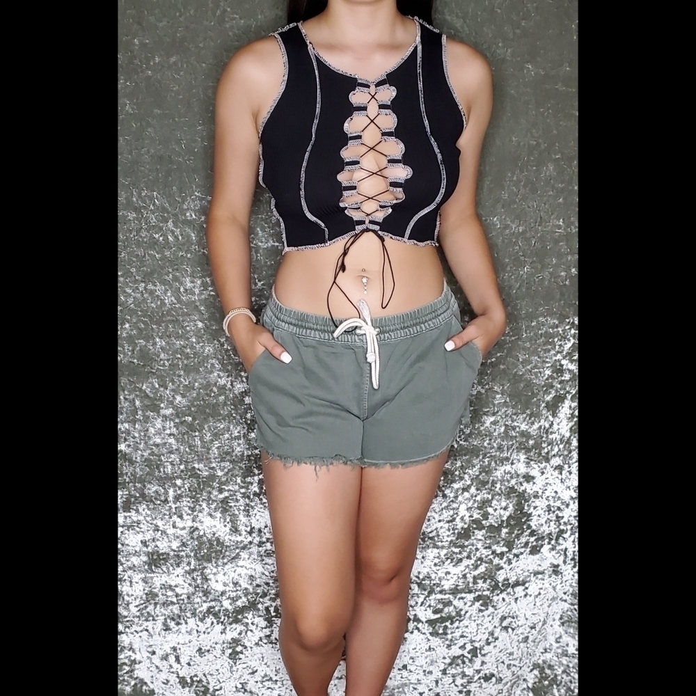 Aerie Drawstring Green Shorts